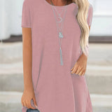 Faye™ - Lässiges Longline Crew Neck T-Shirt