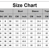 Size chart for a jacket with bust, sleeve, and top length measurements