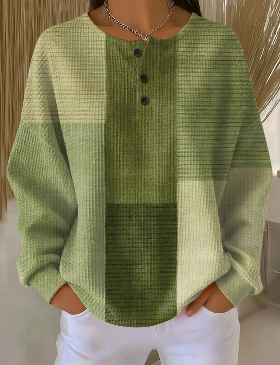 Nora™ soft-quality lime green long-sleeve button henley top