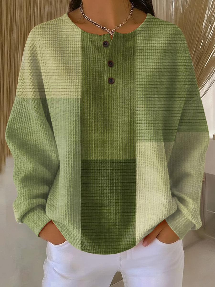 Nora™ soft-quality lime green long-sleeve button henley top