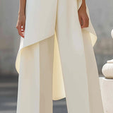 Martina | Damen Hochkragen-Top und Weitbein-Hosen Set