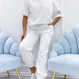 Damen Relaxed Outfit: Set aus solidem Oberteil und Hose