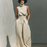 Damen Ärmellose Bluse und Weite-Hosen Ensemble