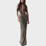 Jasna - Maxikleid mit Rückenfreistellung und Drapierung