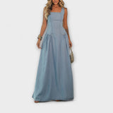 Lux - Ärmelloses Denim-Kleid in Blau
