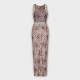 Della - Maxikleid mit Leopardenmuster und freiem Rücken