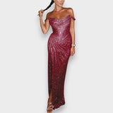 Natja - Maxikleid Brillante mit Schulterfreies Design