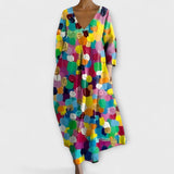 Fiona - Lange und Bunte Robe mit V-Ausschnitt