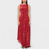 Opale - Elegantes Maxikleid ohne Ärmel mit Spitzenmuster