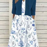 Elise™ - Blumen Zweiteiliges Midi-Kleid