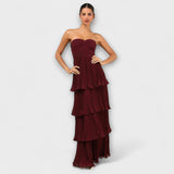 Lorena - Maxikleid ohne Träger mit plastifizierten Details