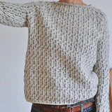 Womens crew-neck speckled pullover, long sleeves, ribbed trim at neckline and cuffs