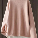Light pink knit cardigan sweater back view with ribbed hem and cuffs