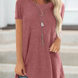 Faye™ - Lässiges Longline Crew Neck T-Shirt