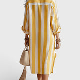Ana | Midi-Kleid mit gelb-weißen Streifen
