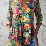 Nora | Lange Bluse mit V-Ausschnitt