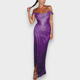 Natja - Maxikleid Brillante mit Schulterfreies Design