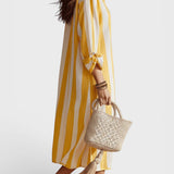 Ana | Midi-Kleid mit gelb-weißen Streifen