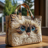 Handgefertigte Tasche - Weißer Kater mit blauen Augen
