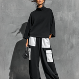 Damen Sweatshirt & Jogger Cargo Hose Set mit Taschen