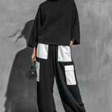 Damen Sweatshirt & Jogger Cargo Hose Set mit Taschen