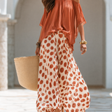 Damen Polka Dot Set mit kurzen Ärmeln und Taschen
