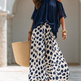 Damen Polka Dot Set mit kurzen Ärmeln und Taschen