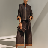 Damen Top & Cropped Weite Hosen Set
