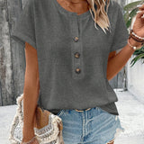Freyja™ - Schickes Henley-Hals T-Shirt
