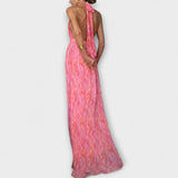 Seraphina - Elegantes Maxikleid mit Halterneck und V-Ausschnitt