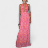 Seraphina - Elegantes Maxikleid mit Halterneck und V-Ausschnitt