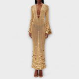 Kathleen - Maxi-Strickkleider in Gold von Dolly