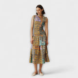 Mehrfarbiges botanisches Midi-Kleid
