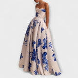 Rosalie - Maxikleid mit Blumenmuster und schulterfreien Trägern
