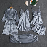 Damen 5-teiliges Nachtkleid-Set mit Spitze