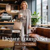 Schickes 3-teiliges Ensemble: Langer Cardigan, Top und Hose