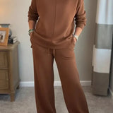 Aivra | Damen Turtleneck Langarm Weitbeiniger Zweiteiler mit Taschen