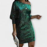 Festliches Kleid mit Glitzer und Kontrast