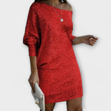 Festliches Kleid mit Glitzer und Kontrast