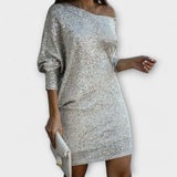 Festliches Kleid mit Glitzer und Kontrast