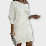 Festliches Kleid mit Glitzer und Kontrast