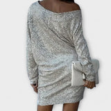 Festliches Kleid mit Glitzer und Kontrast