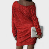 Festliches Kleid mit Glitzer und Kontrast