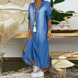 Lea™ - Lässiges langes Denim-Kleid
