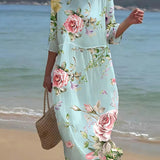 Miranda - Elegantes Blumenkleid, Das Den Bauch Kaschiert