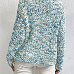 Serina™ speckled long-sleeve pullover sweater, relaxed fit, blue-white knit