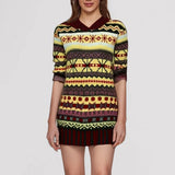 Multicolor patterned hooded sweatshirt with long sleeves, ribbed cuffs and hem