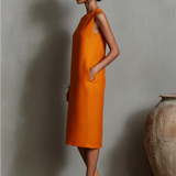 Silvia – Ärmelloses Kleid mit Rundhalsausschnitt und Seitentaschen