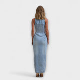 Lacey - Maxikleid aus Denim mit leichtem Waschung