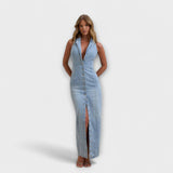 Lacey - Maxikleid aus Denim mit leichtem Waschung